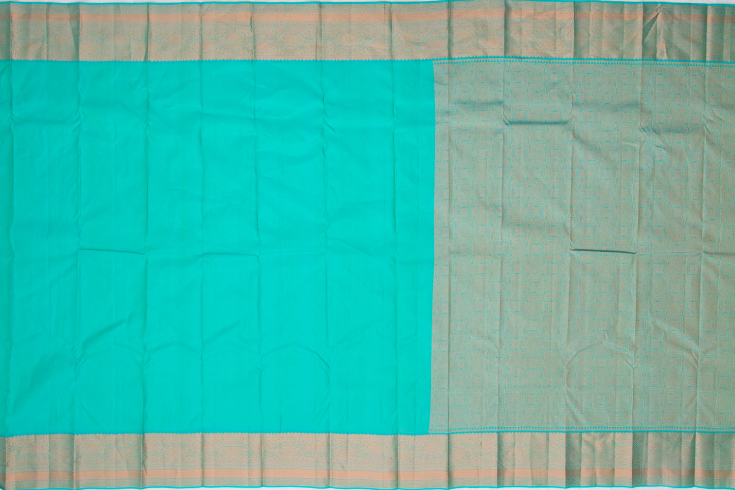 Soft Silk Brocade Teal Blue Saree