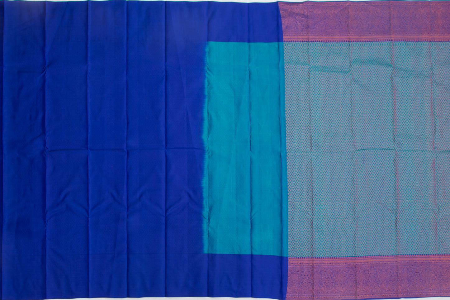 Soft Silk Brocade Peacock Blue Saree