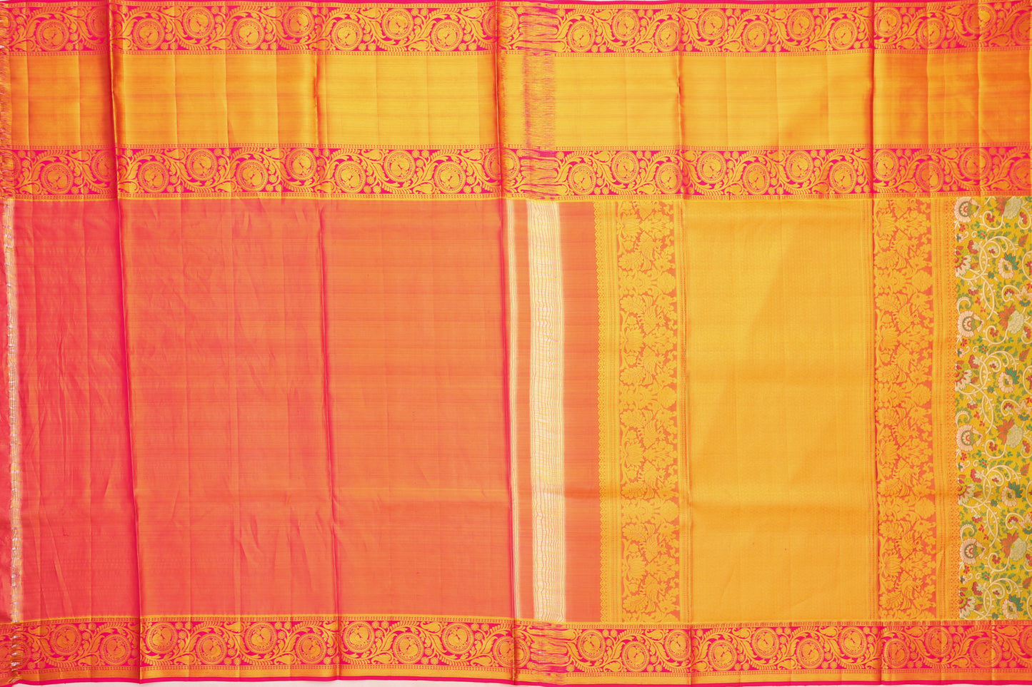 Kanchipuram Silk Tissue Jaal Gold Saree