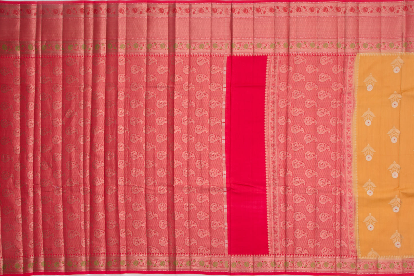 Chiniya Silk Butta Mustard Yellow Saree