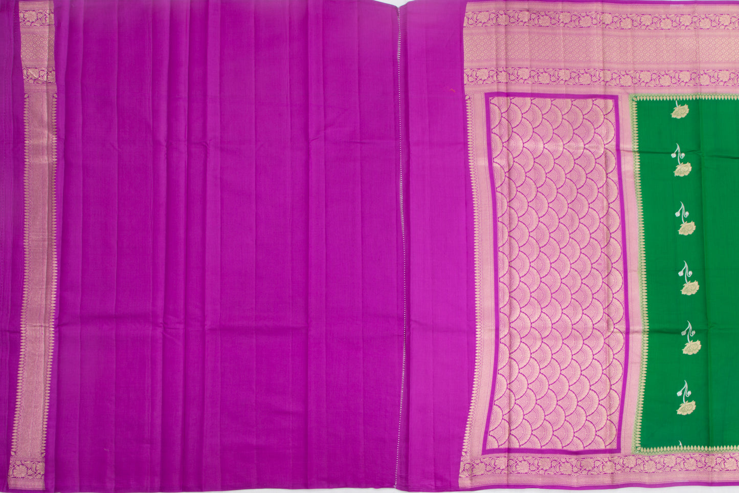 Chiniya Silk Butta Dark Green Saree