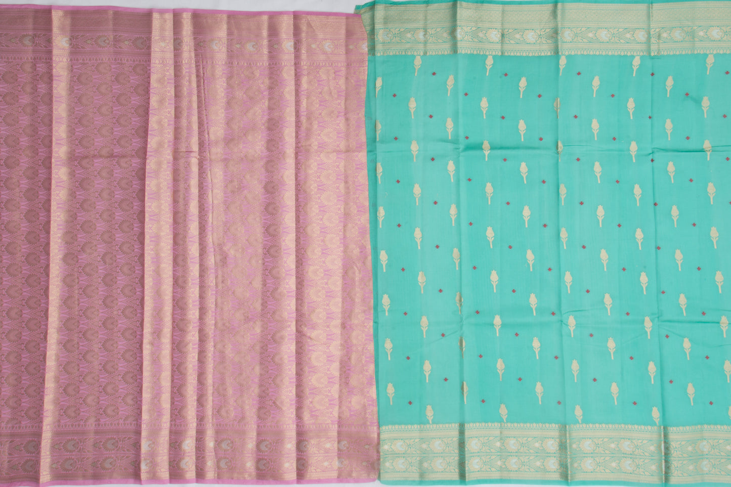 Chiniya Silk Butta Sea Green Saree