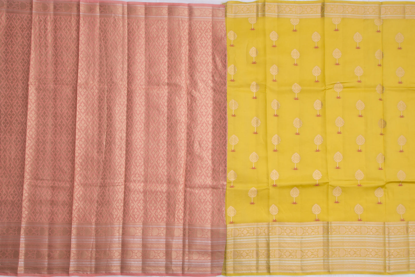 Chiniya Silk Butta Yellow Saree