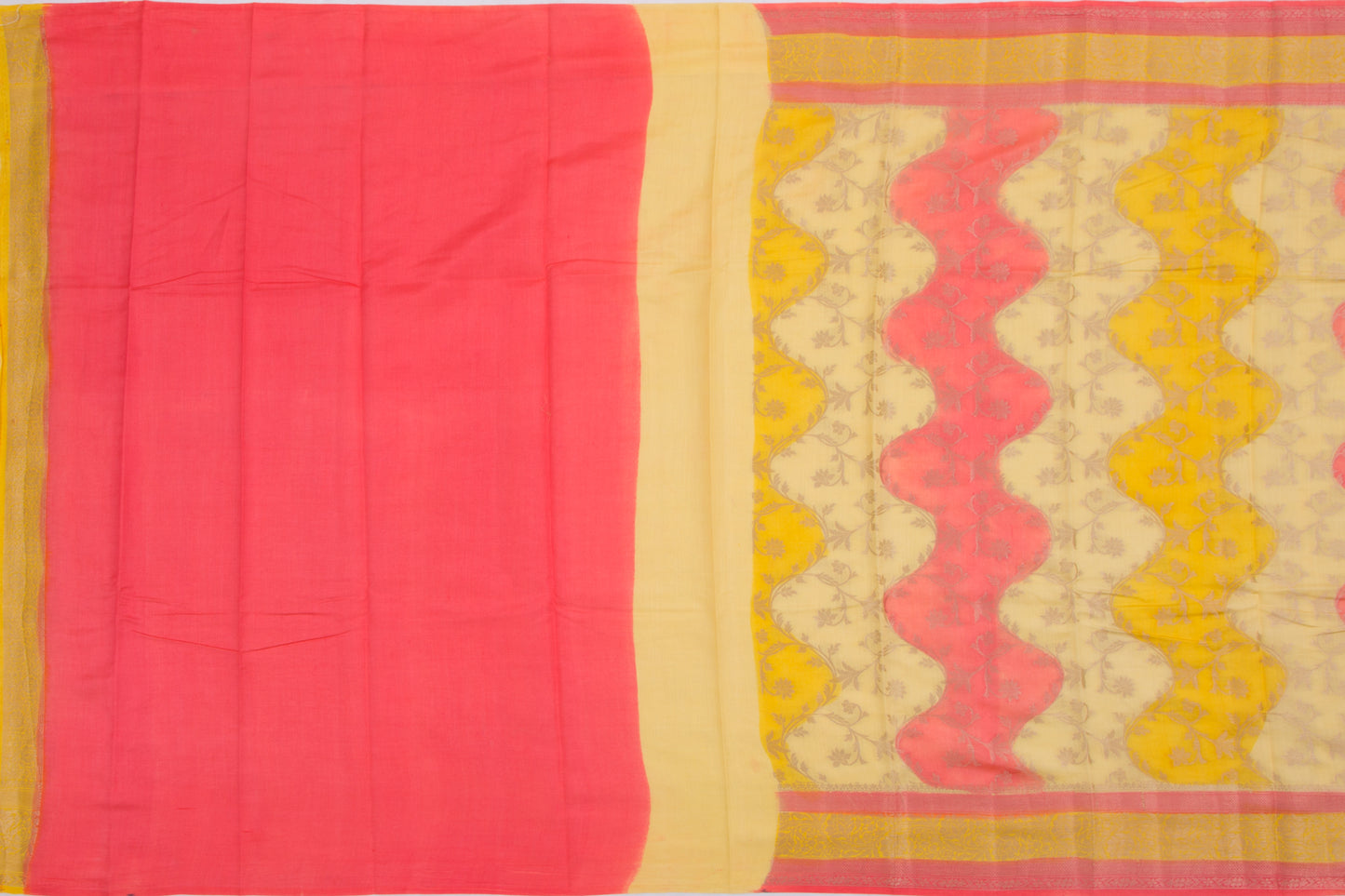 Chiniya Silk Brocade Yellow Saree