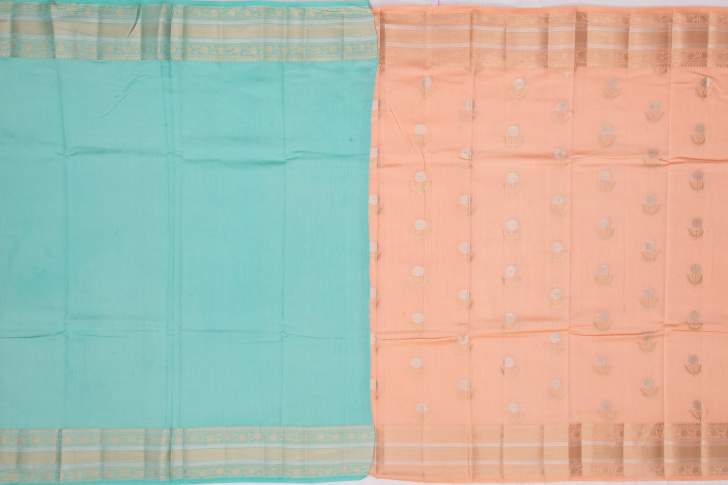 Chiniya Silk Butta Pastel Orange Saree