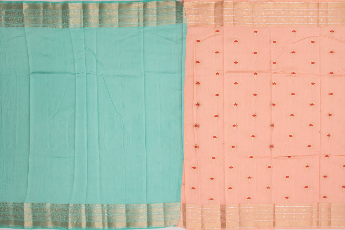 Chiniya Silk Butta Pastel Orange Saree