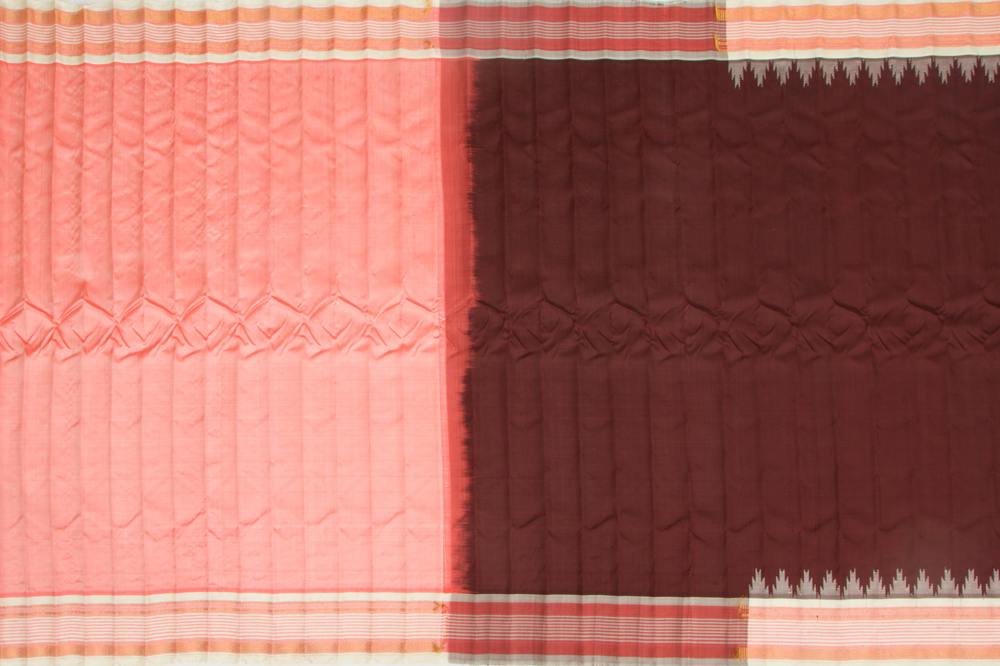 Gadwal Silk Plain Brown Saree