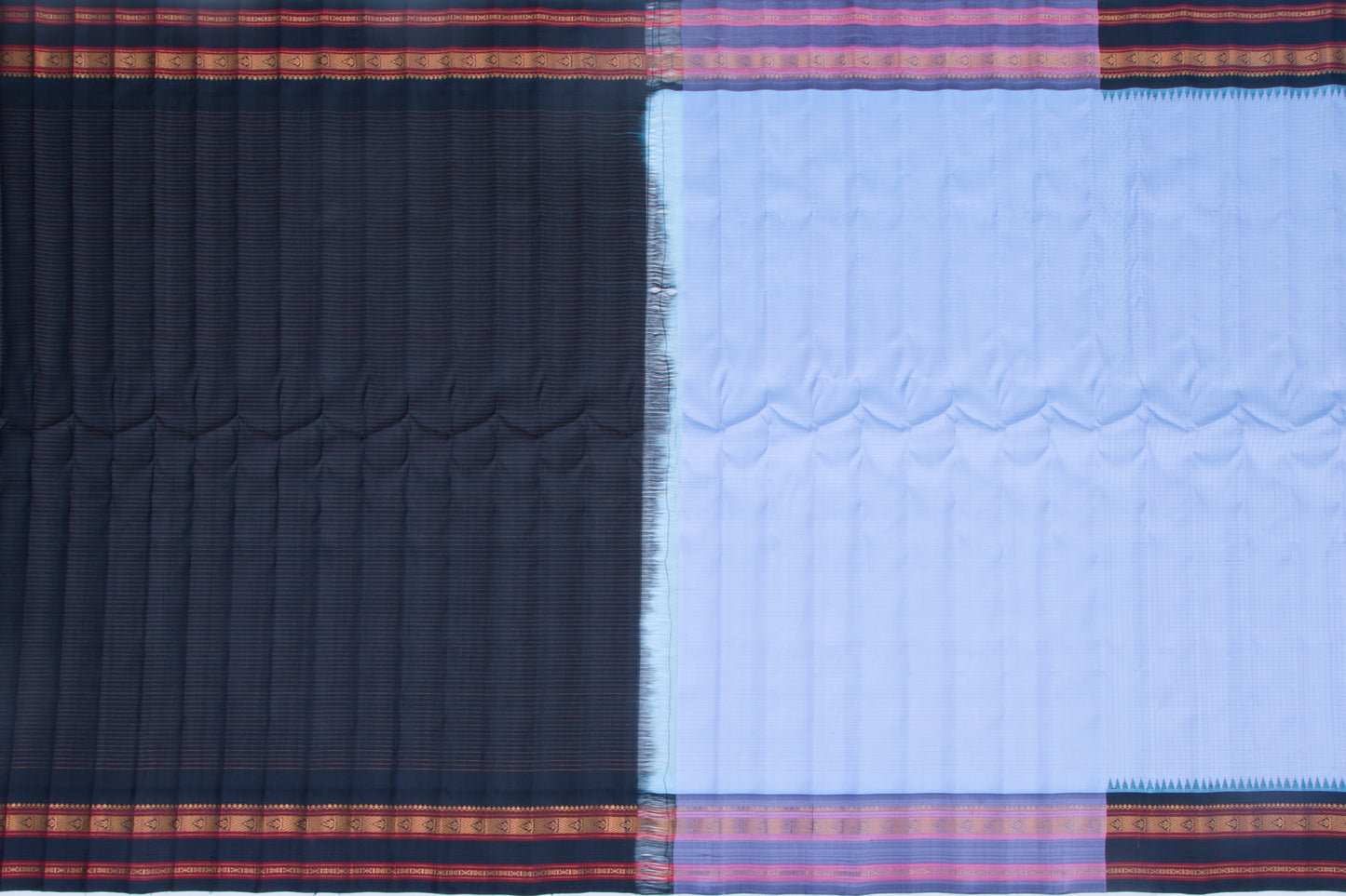 Gadwal Silk Checks Pastel Blue Saree