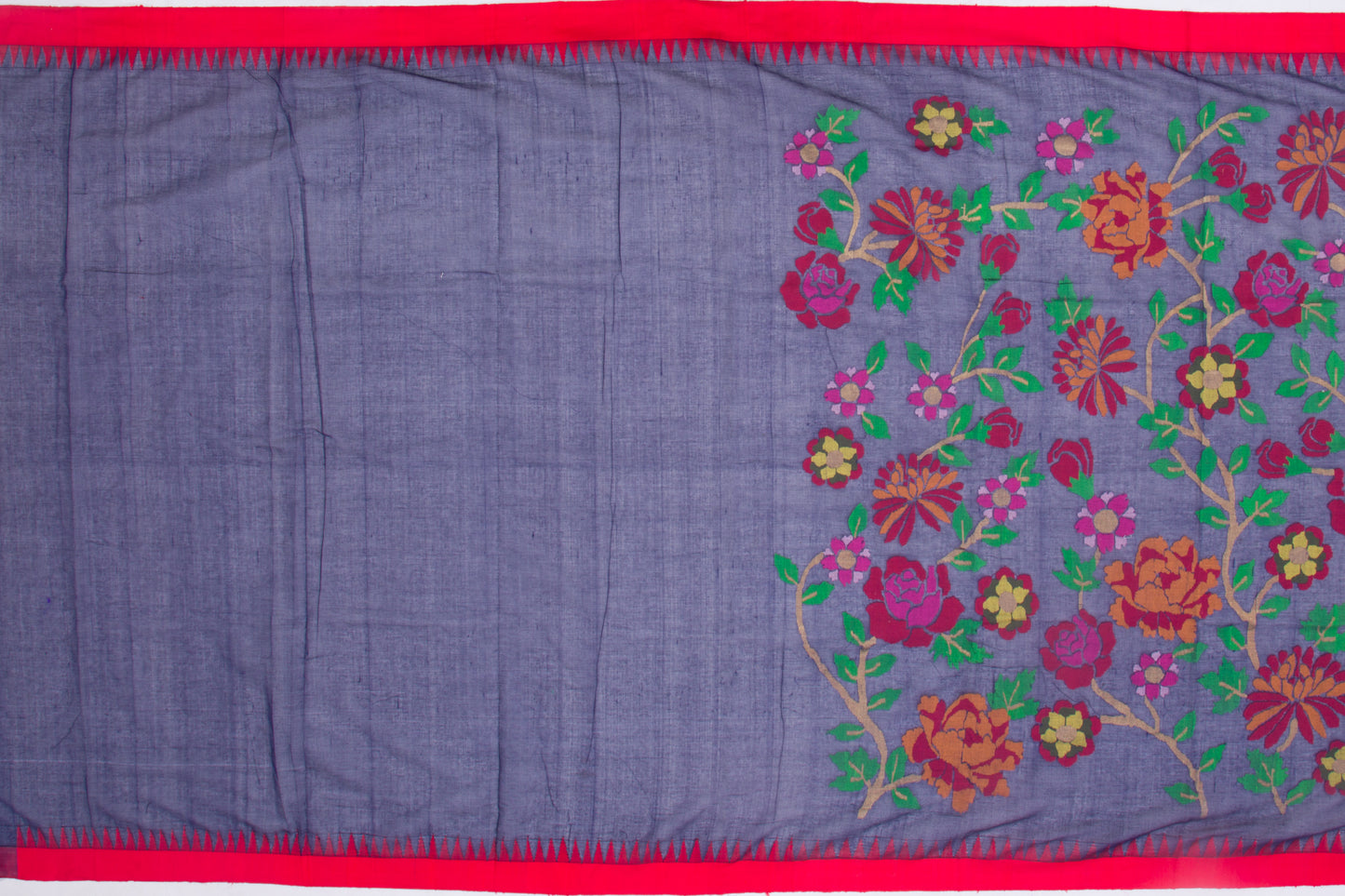 Ponduru Cotton Jamdani Jaal Dark Blue Saree