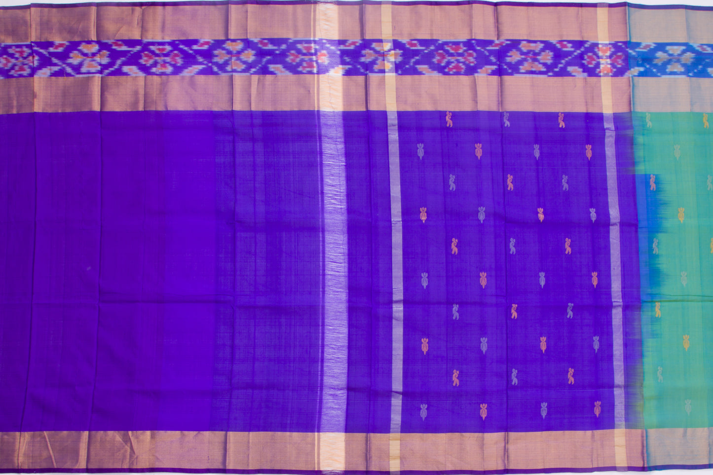 Coimbatore Soft Silk Butta Blue And Green Dual Tone Saree
