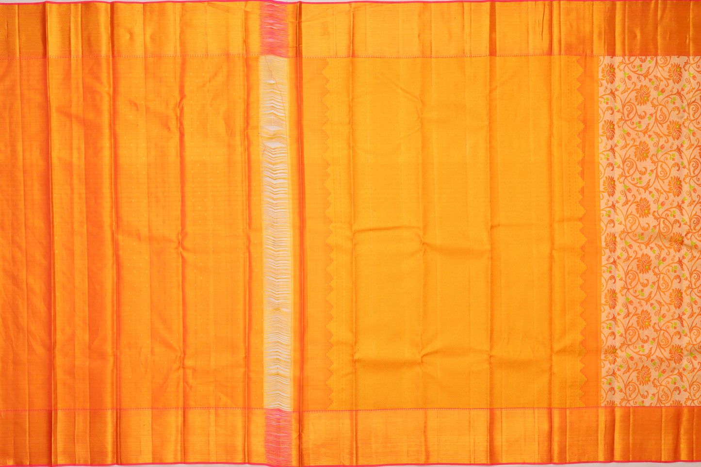 Kanchipuram Silk Tissue Jaal Orange Saree