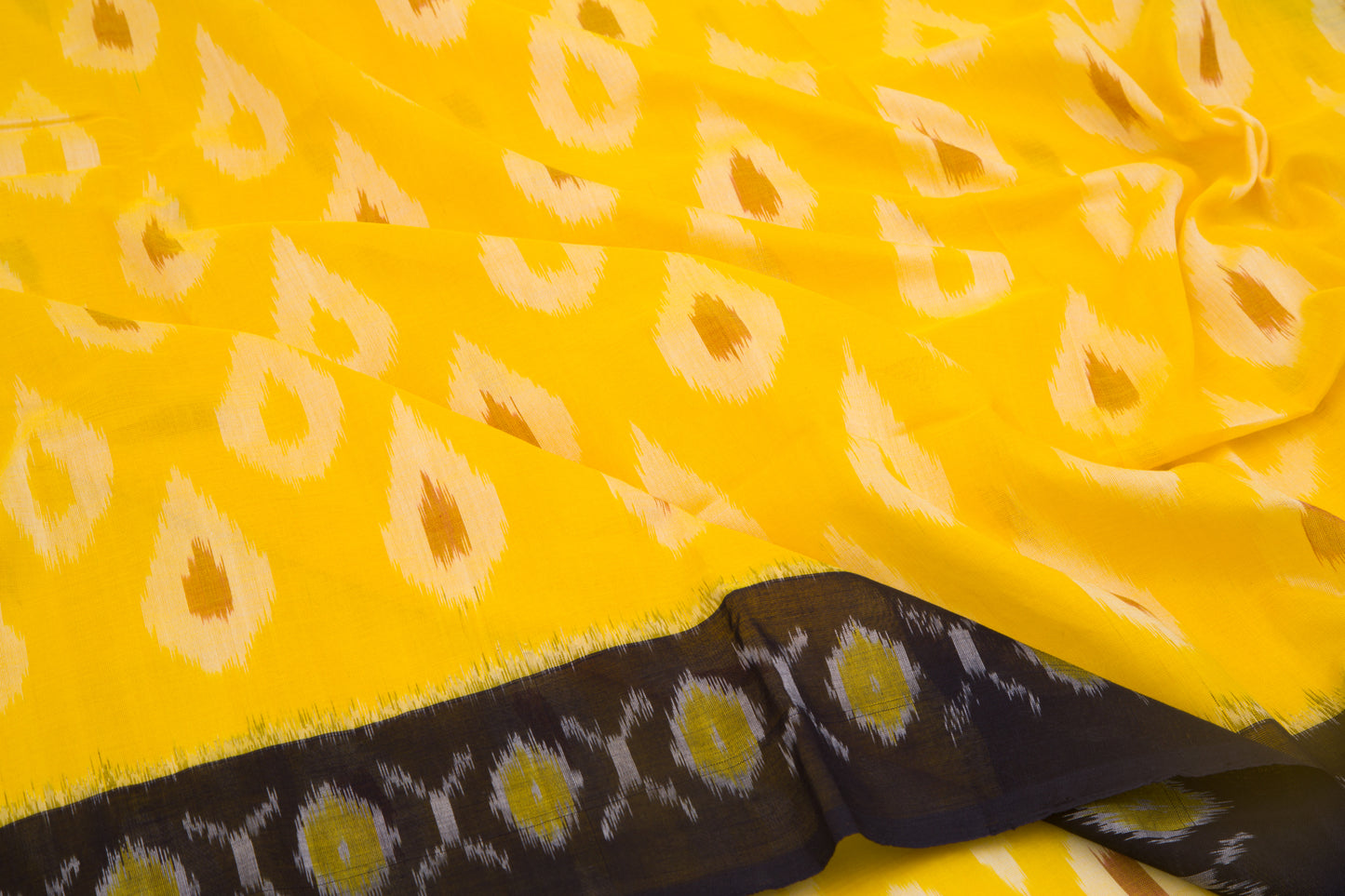 Pochampally Cotton Ikat Yellow Saree