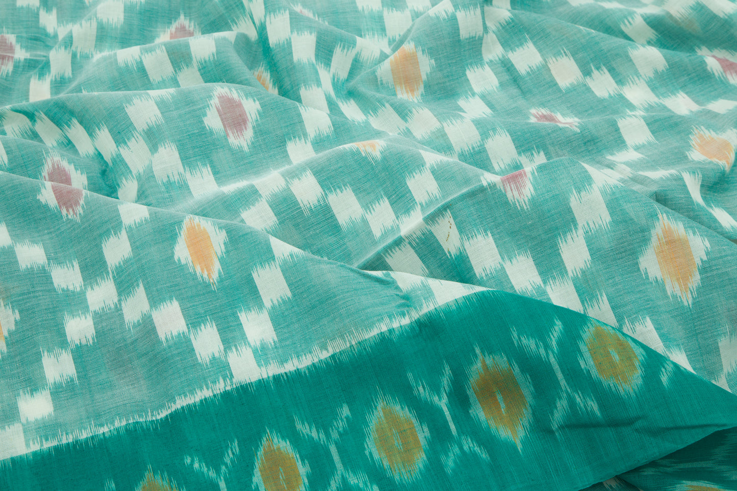 Pochampally Cotton Ikat Green Saree