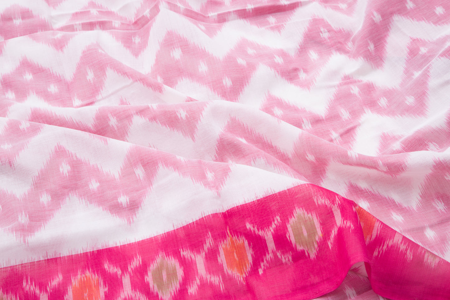 Pochampally Cotton Ikat White Saree