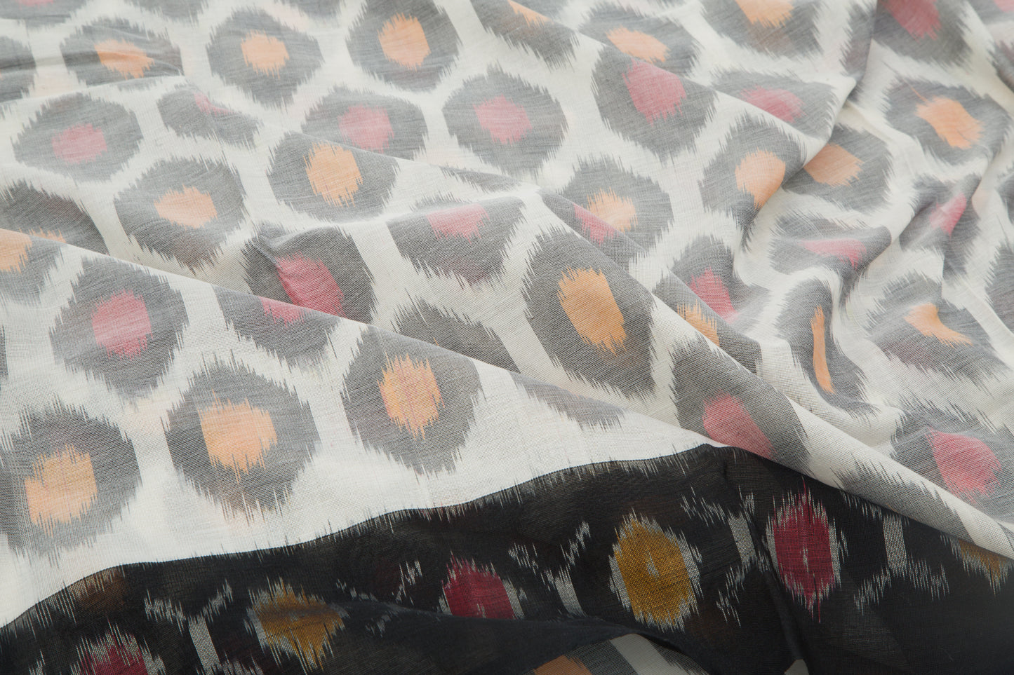 Pochampally Cotton Ikat White Saree