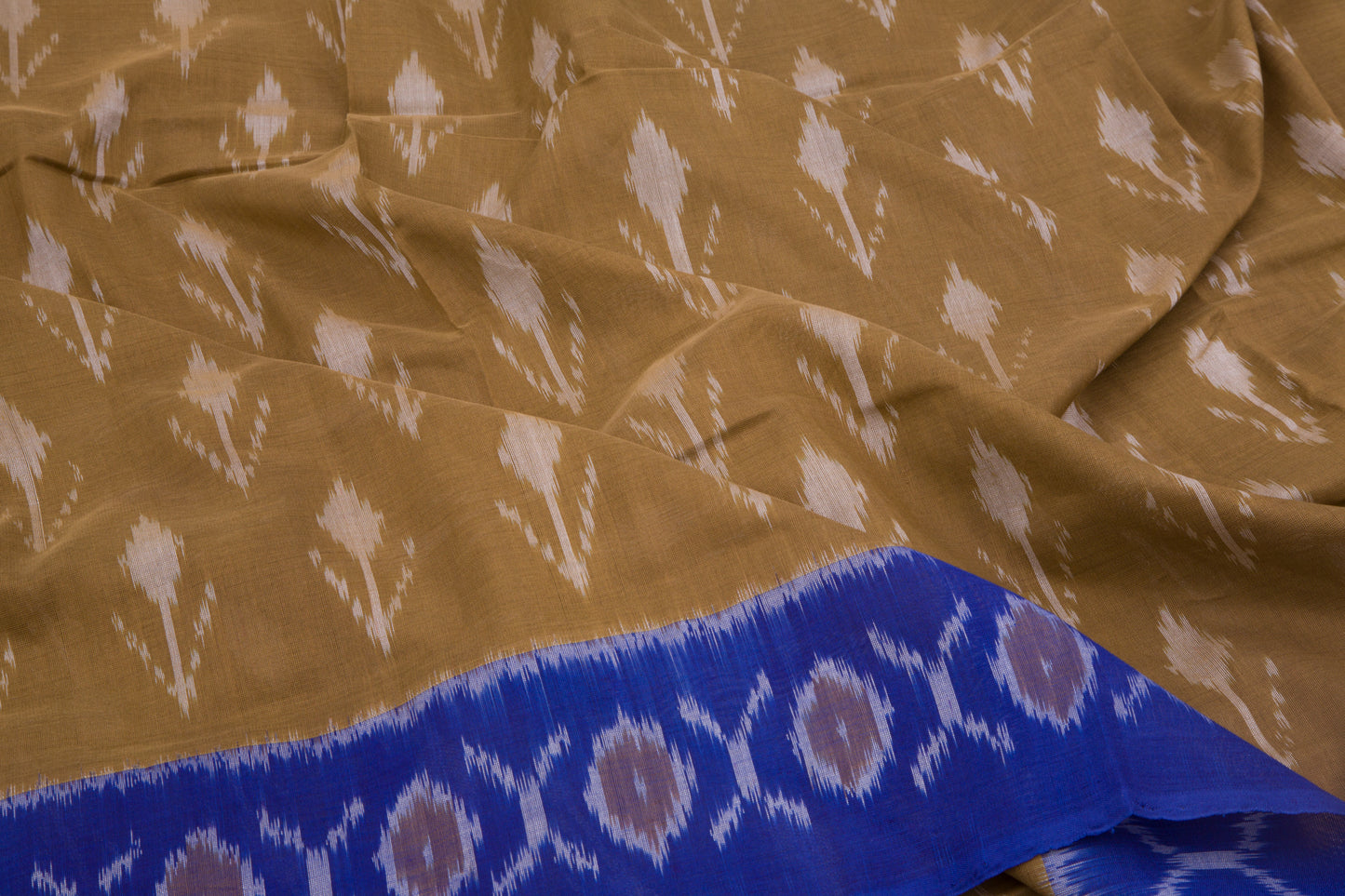 Pochampally Cotton Ikat Brown Saree