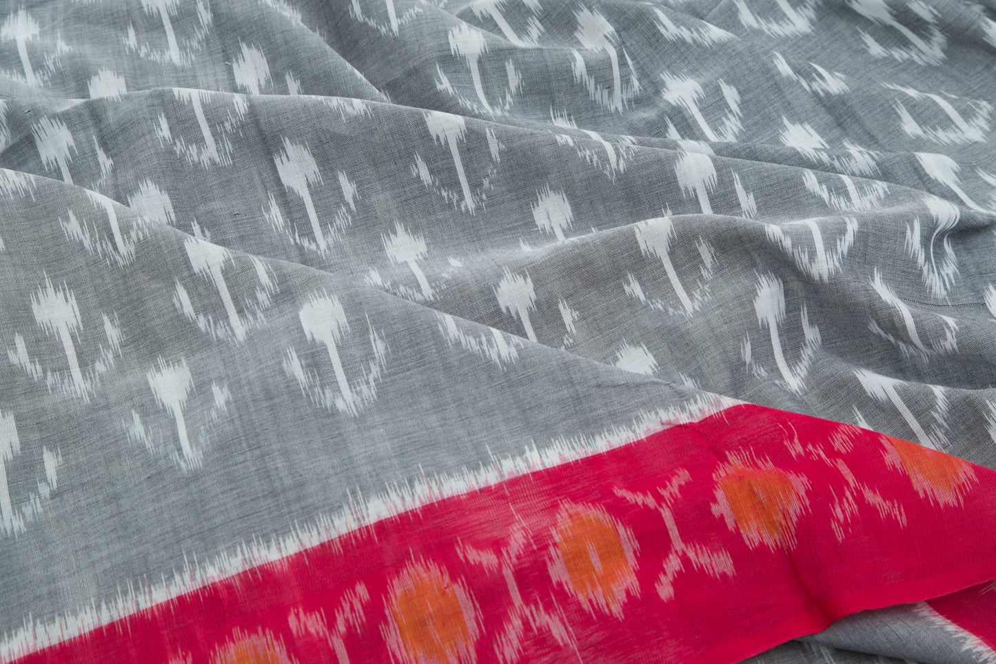Pochampally Cotton Ikat Grey Saree