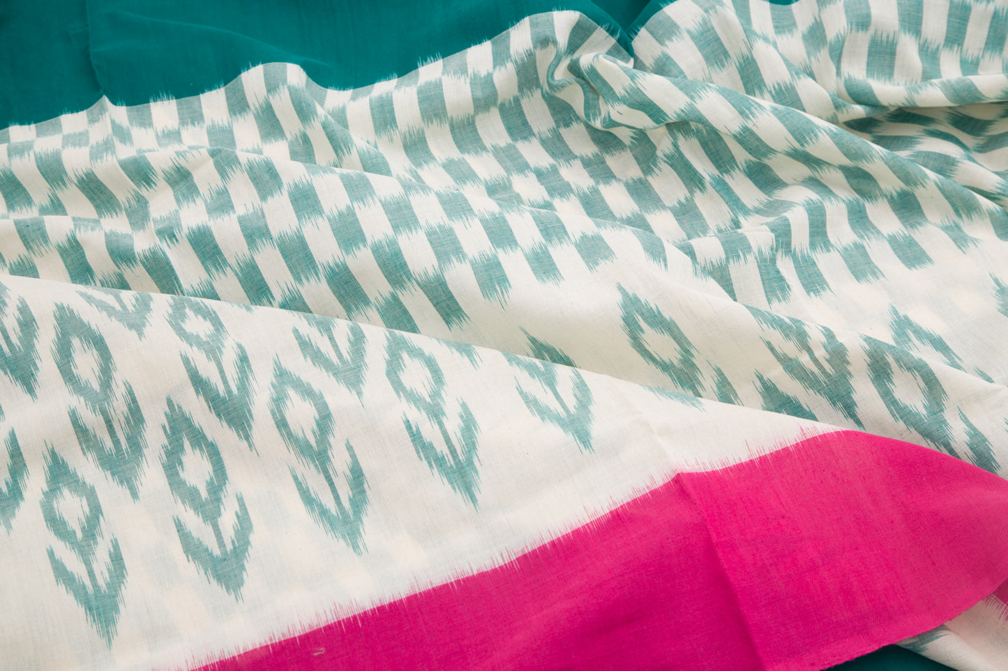 Pochampally Cotton Ikat White Saree