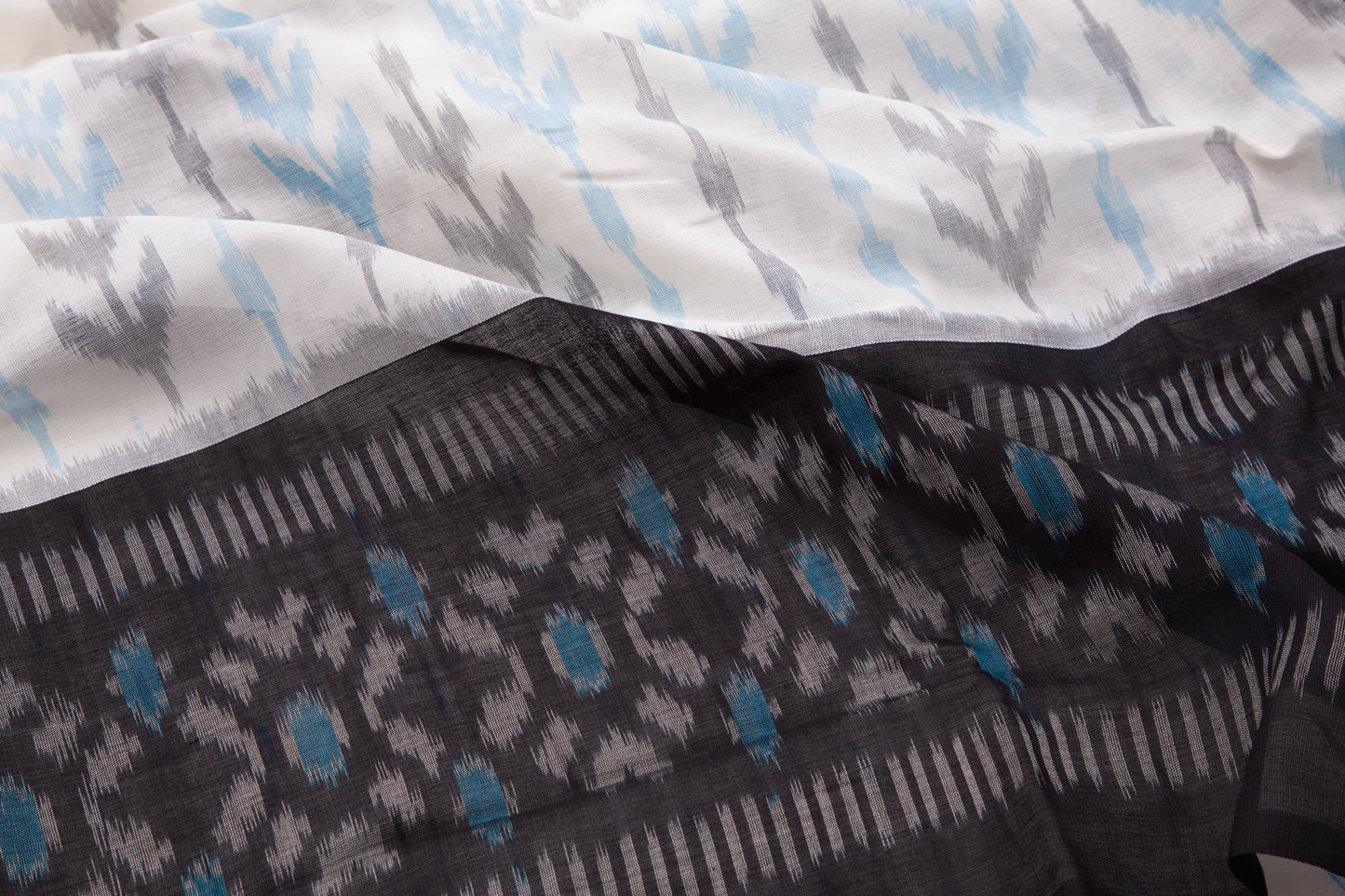 Pochampally Cotton Ikat White Saree