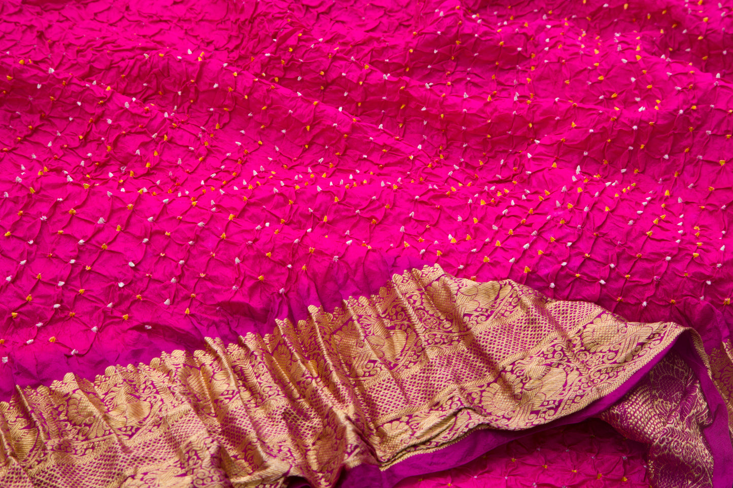 Kanchipuram Silk Bandhani Pink Saree