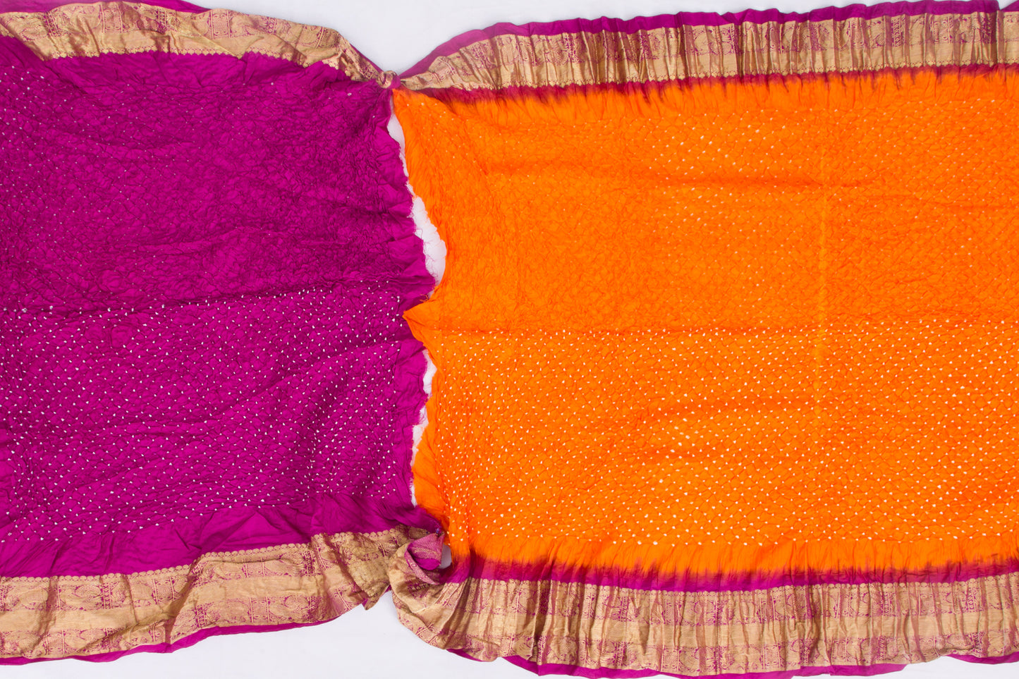Kanchipuram Silk Bandhani Orange Saree