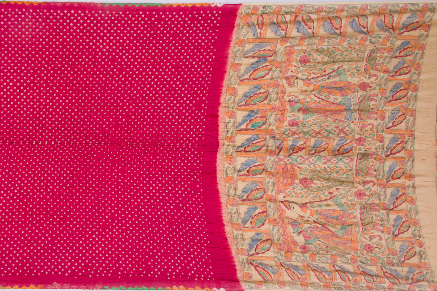 Tussar Bandhani Red Saree