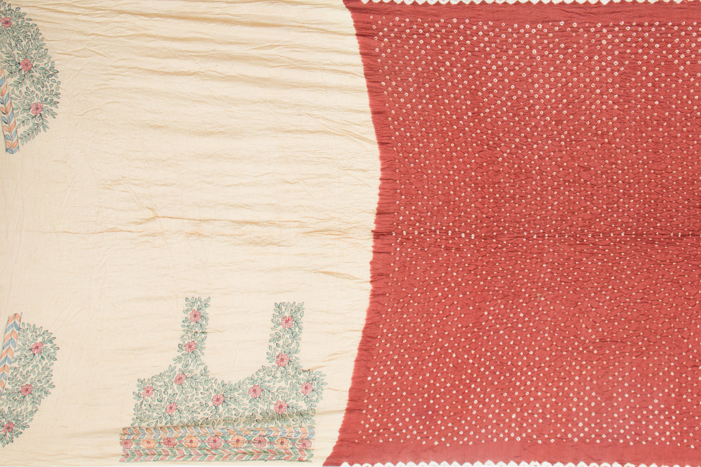 Tussar Bandhani Brown Saree