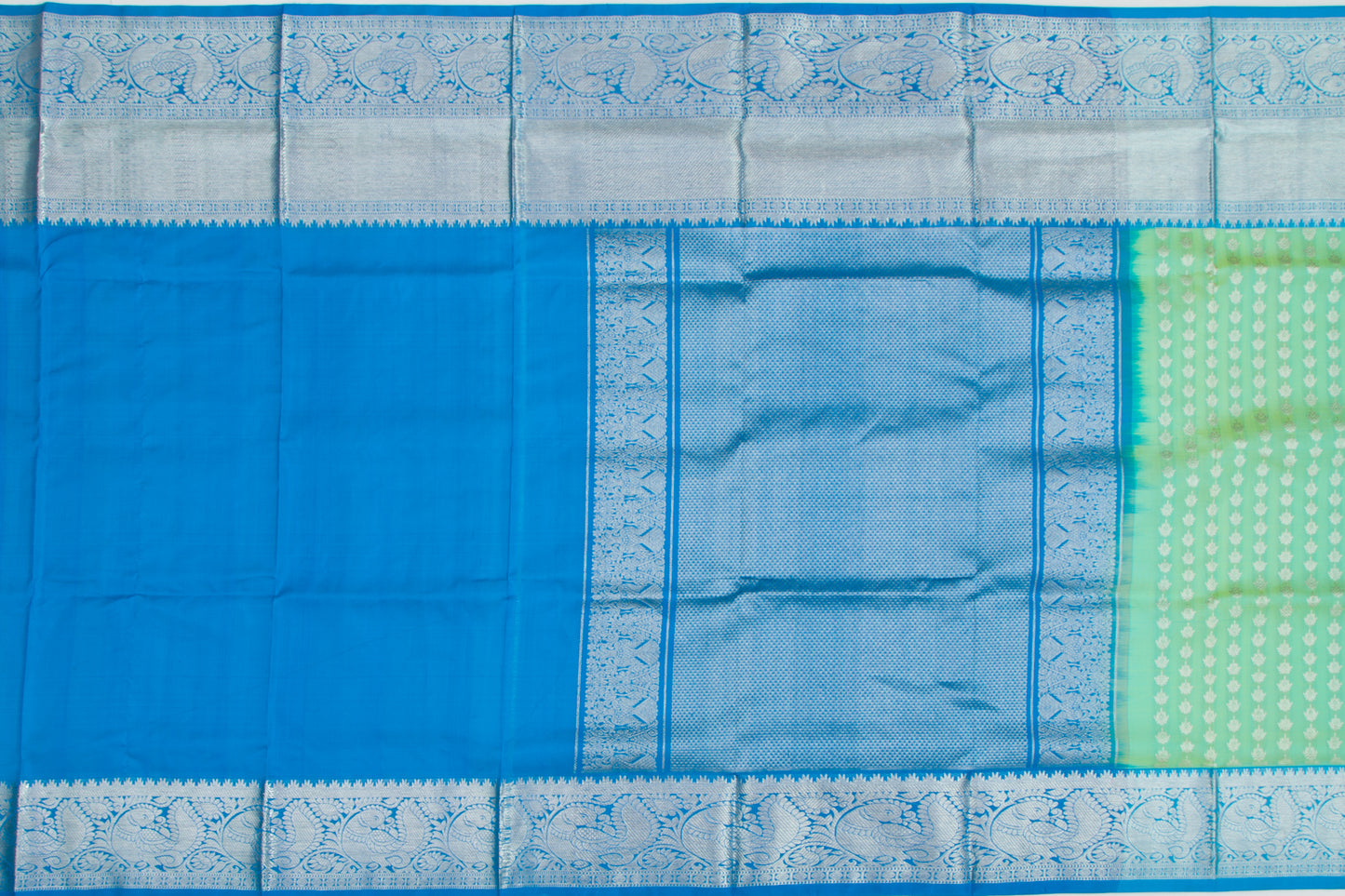 Venkatagiri Silk Brocade Dual Tone Green And Blue Saree