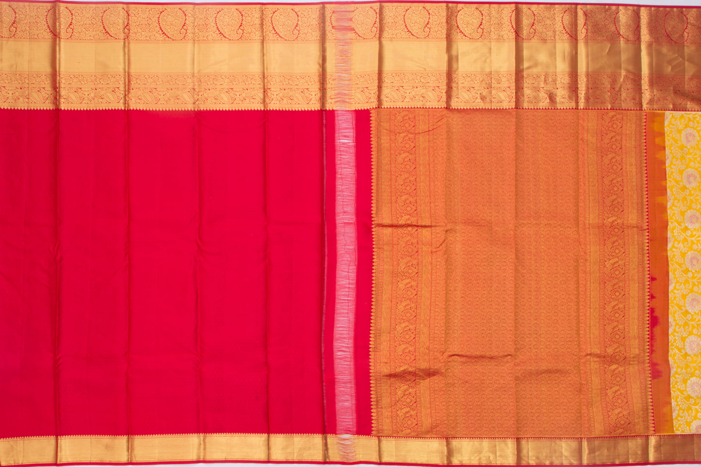 Kanchipuram Silk Brocade Yellow Saree