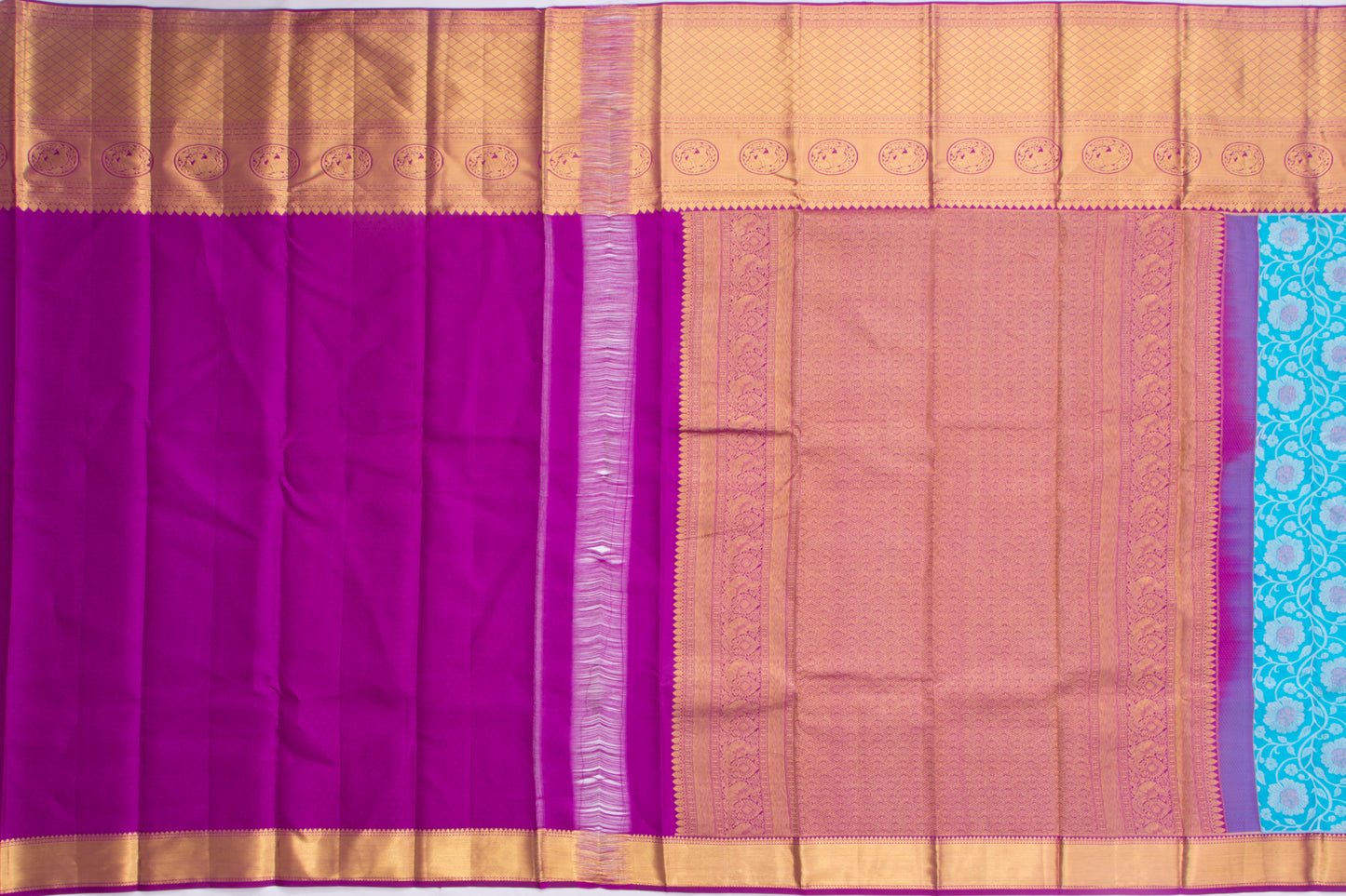 Taranga Kanchi Silk Jaal Sky Blue Saree