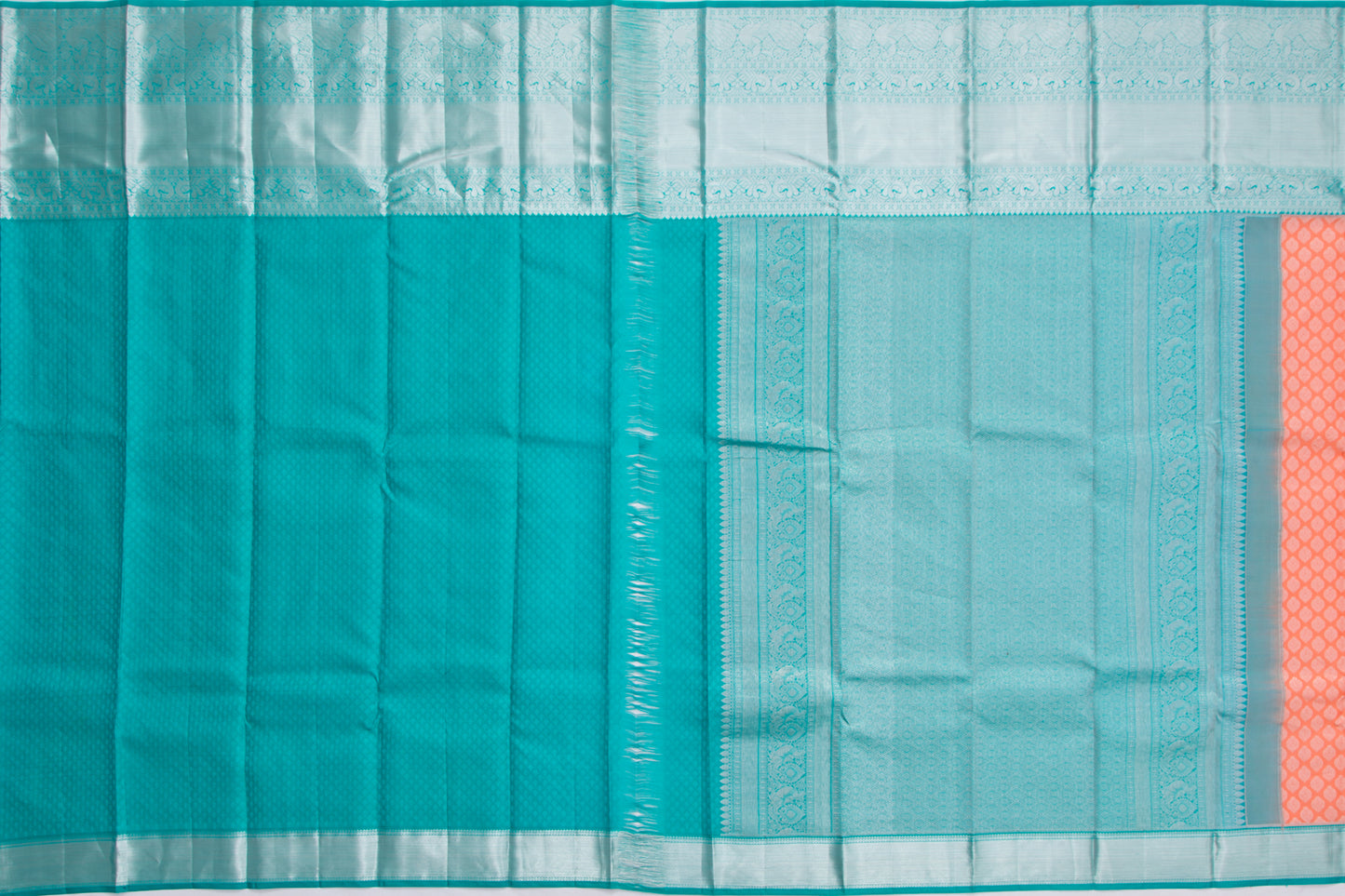 Kanchipuram Silk Brocade Pastel Orange Saree