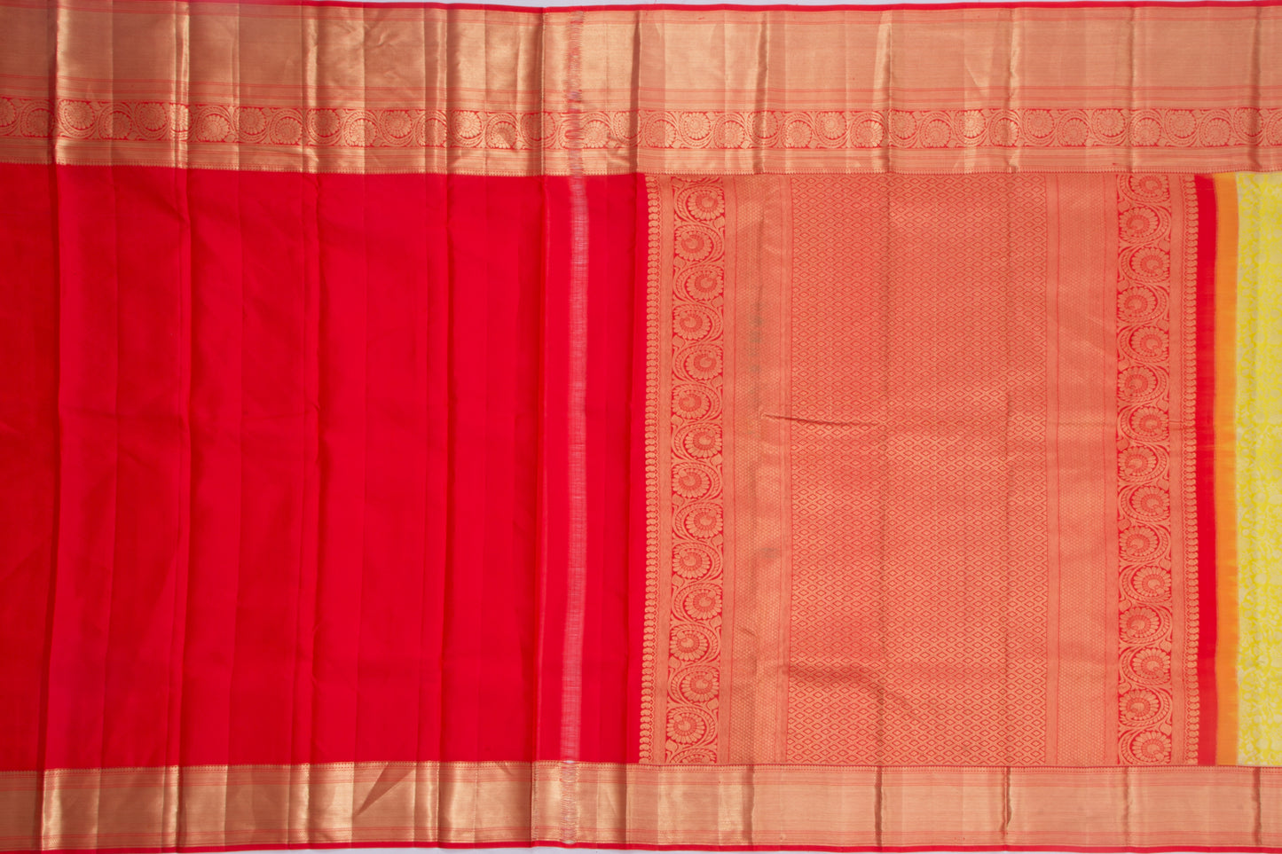 Kanchipuram Silk Brocade Yellow Saree