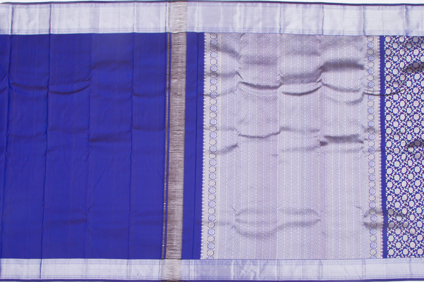 Kanchipuram Silk Jaal Dark Blue Saree