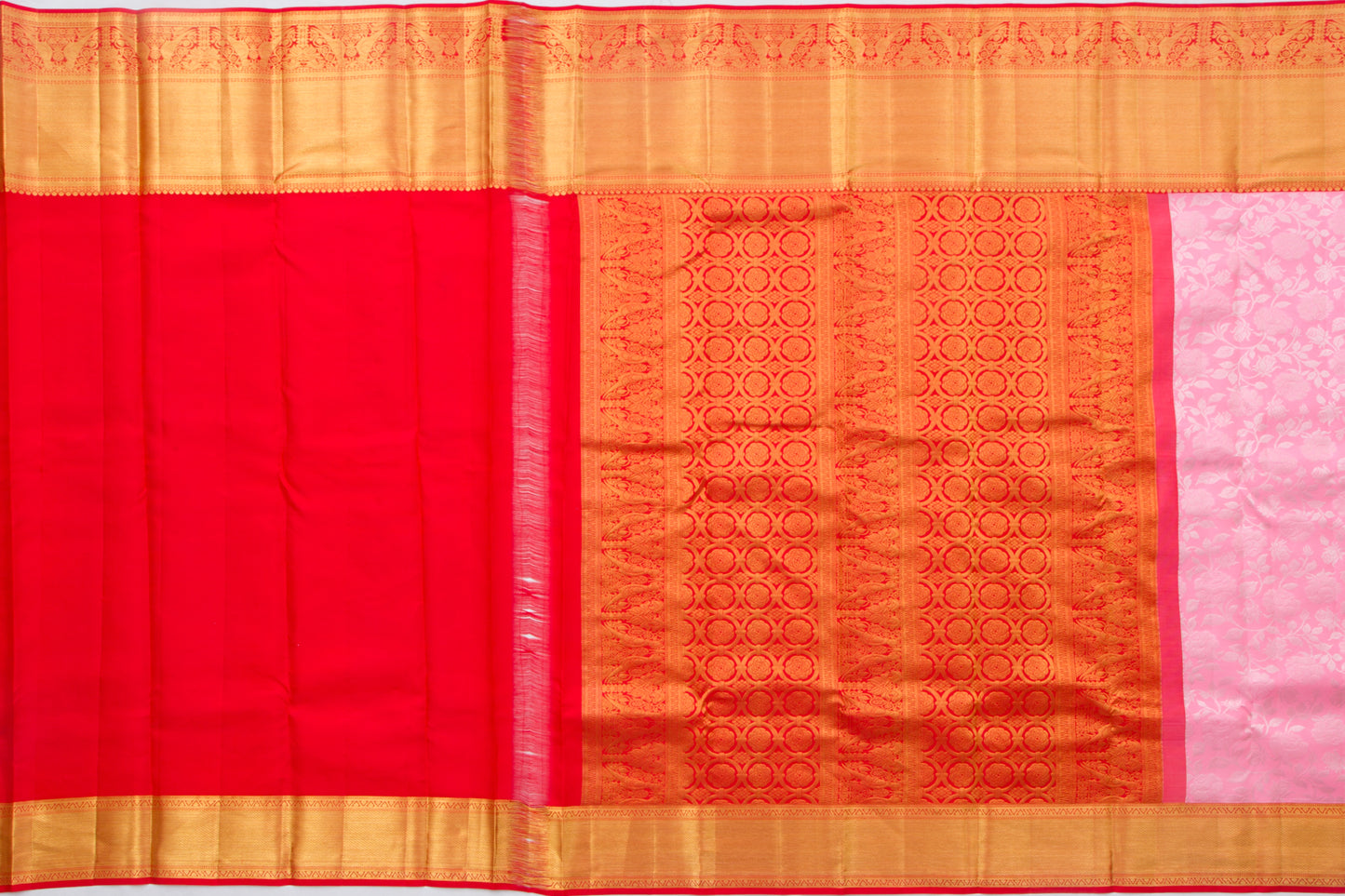 Kanchipuram Silk Jaal Pink Saree
