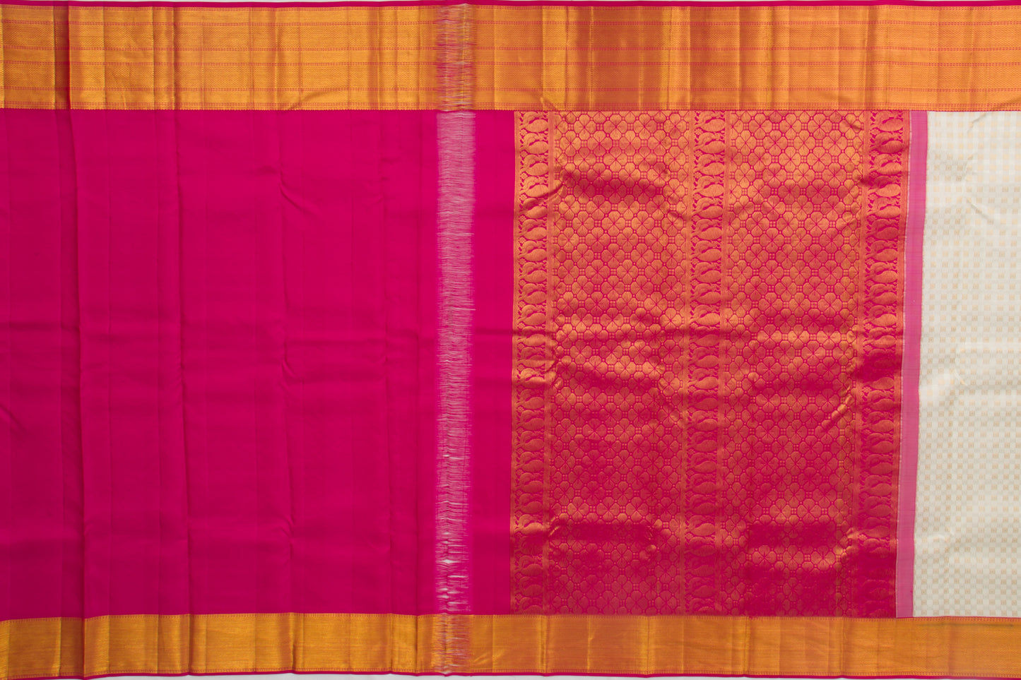 Kanchipuram Silk Brocade Off-White Saree