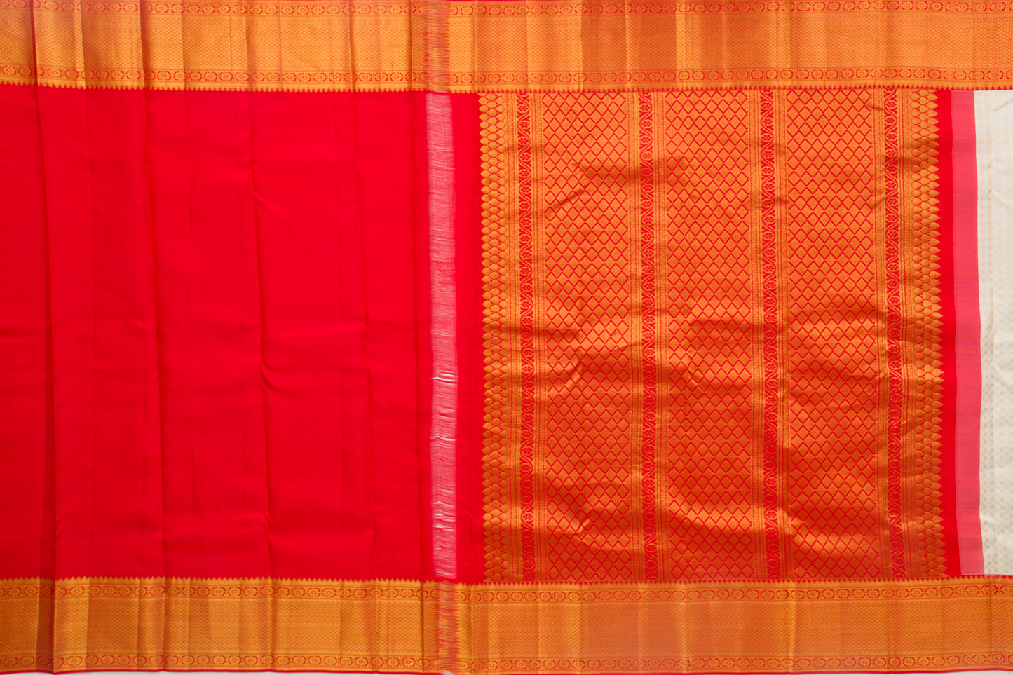 Kanchipuram Silk Brocade White Saree