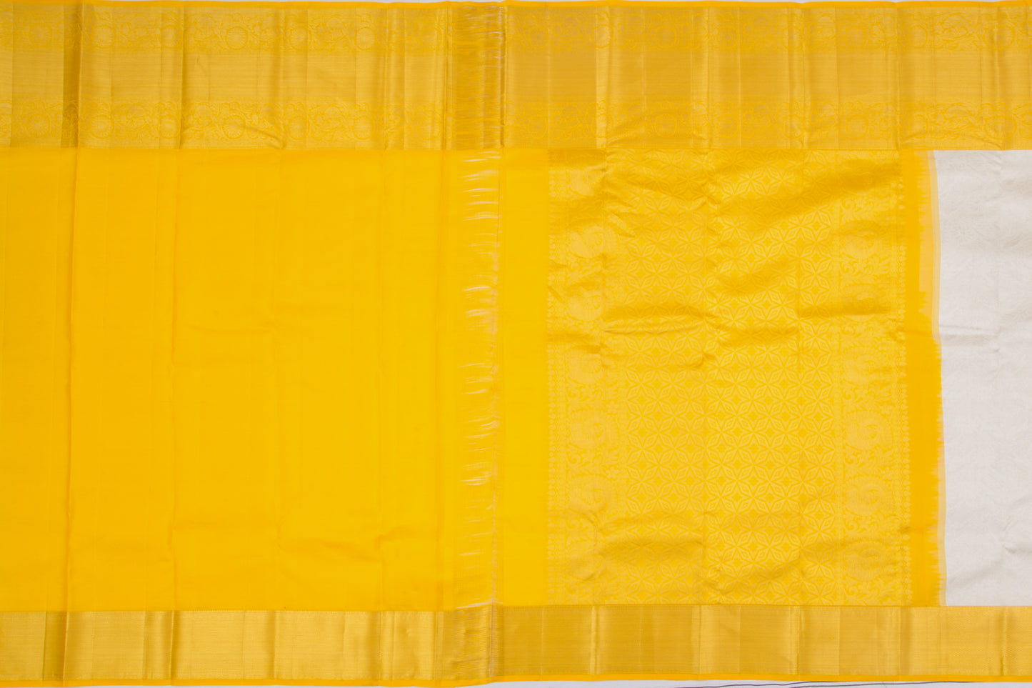 Kanchipuram Silk Brocade White Saree