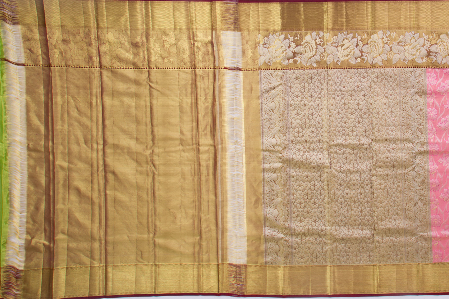 Taranga Kanchi Silk Tissue Jaal Pink Saree