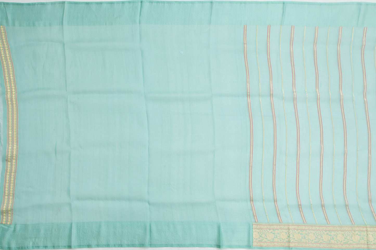 Banarasi Kora Organza Vertical Lines Blue Saree