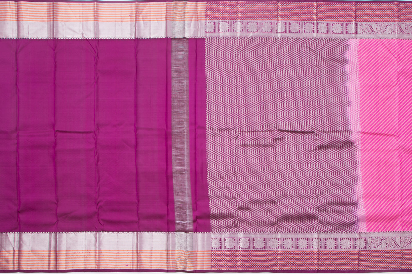 Soft Silk Jacquard Diagonal Lines Pink Saree