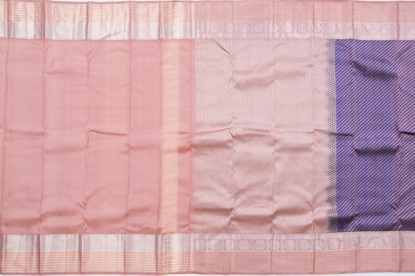 Soft Silk Jacquard Diagonal Lines Blue Saree