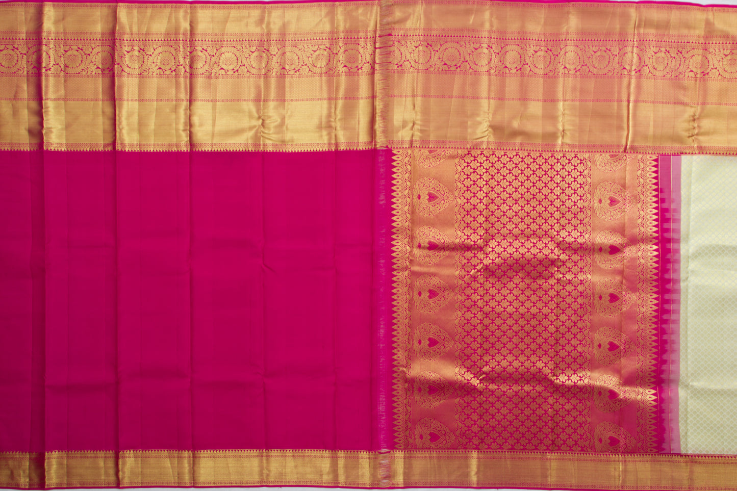 Taranga Kanchi Silk Brocade Cream Saree