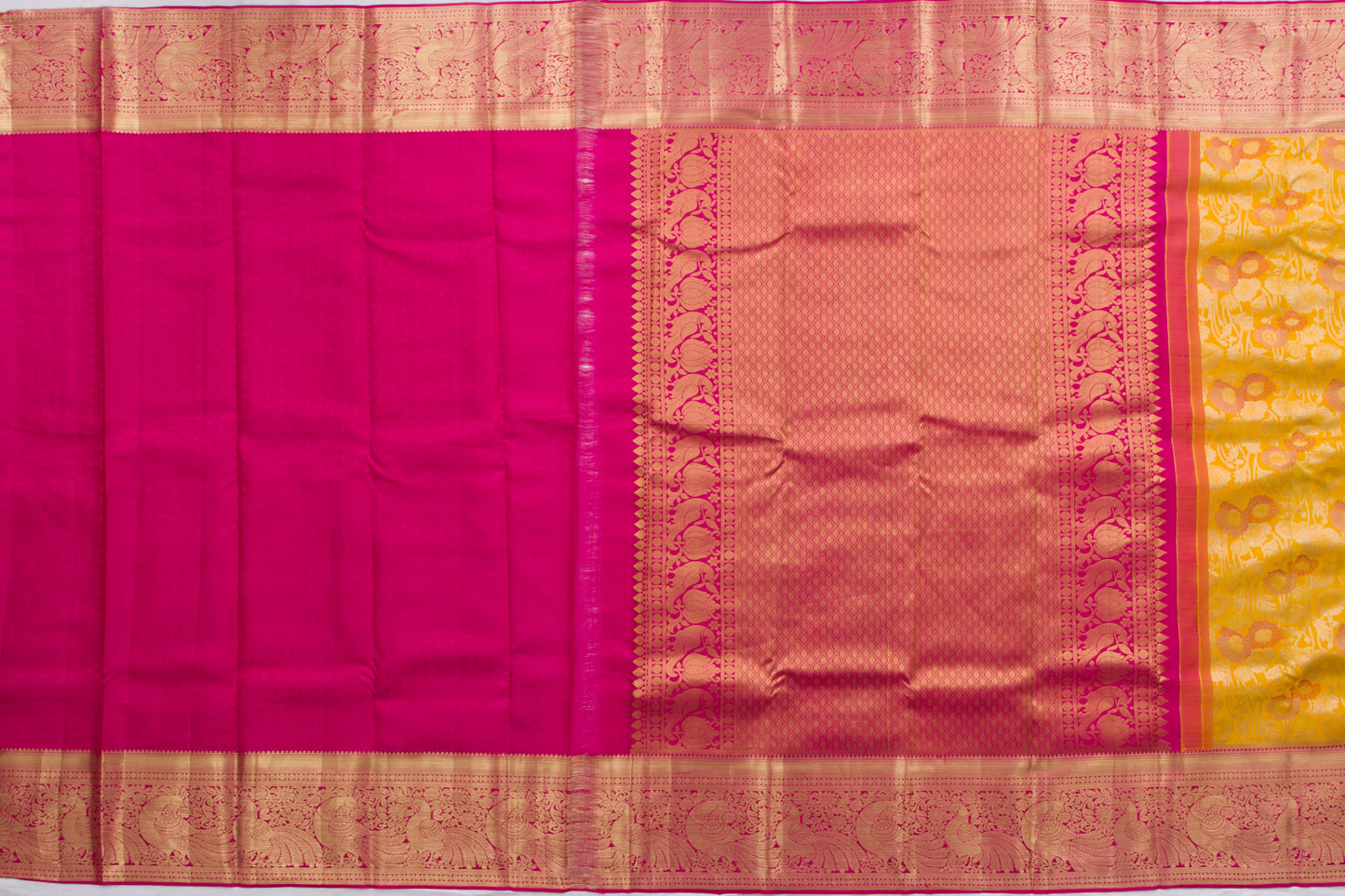 Taranga Kanchi Silk Jaal Yellow Saree