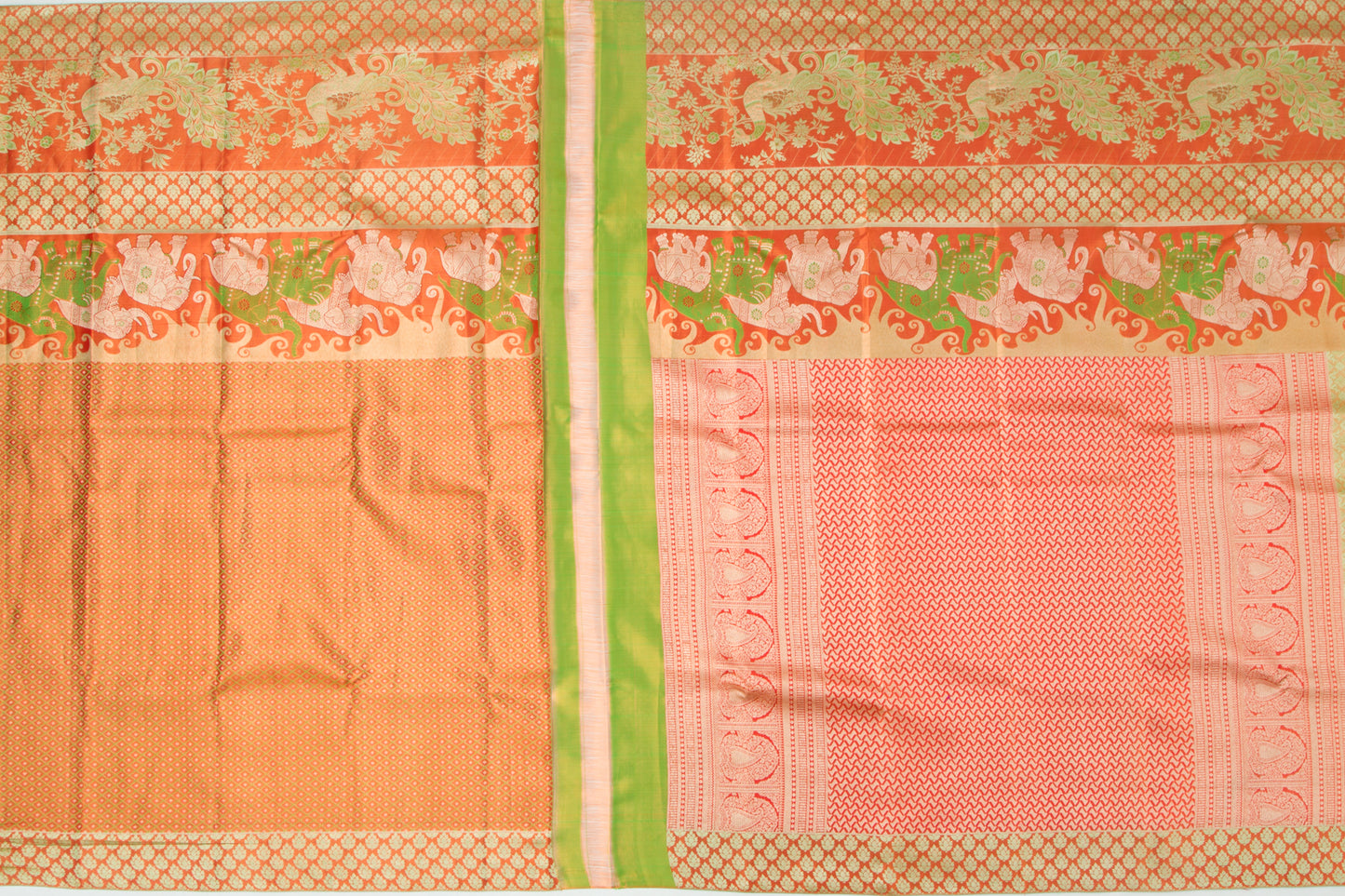 Taranga Kanchi Silk Tissue Brocade Green Saree