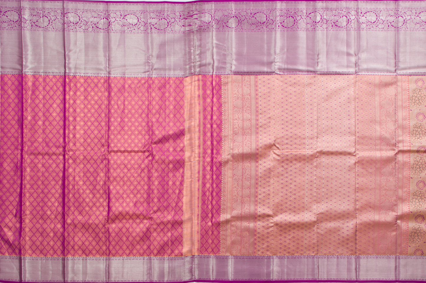 Taranga Kanchi Silk Tissue Jaal Purple Saree