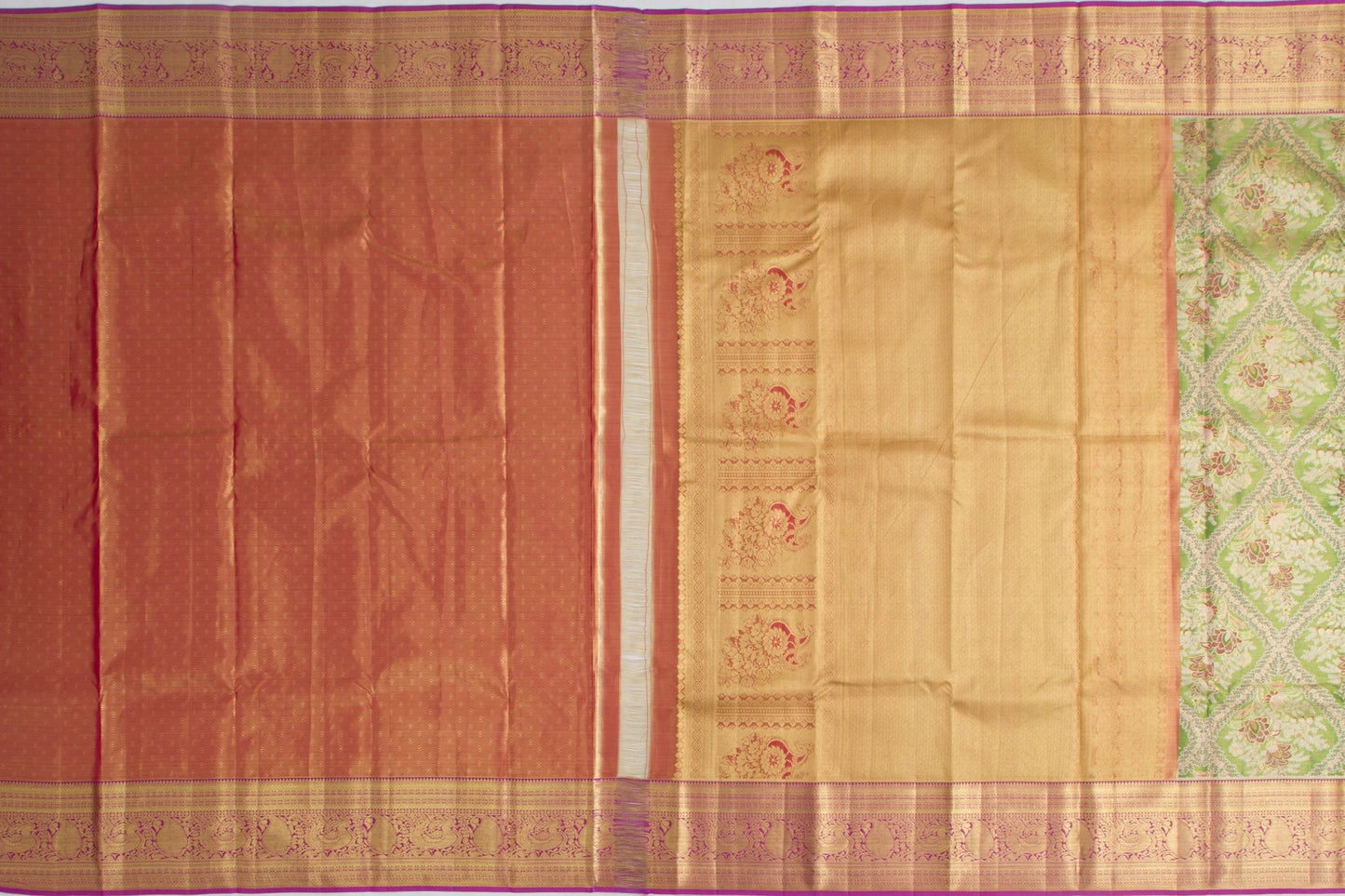 Taranga Kanchi Silk Tissue Brocade Green Saree