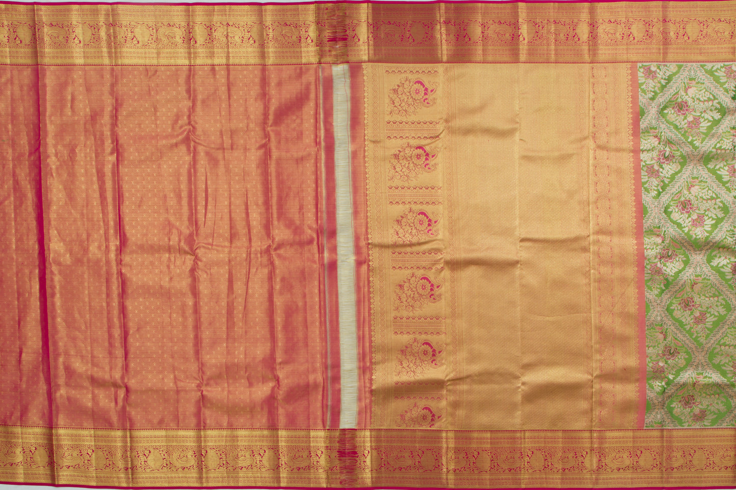 Taranga Kanchi Silk Tissue Brocade Green Saree