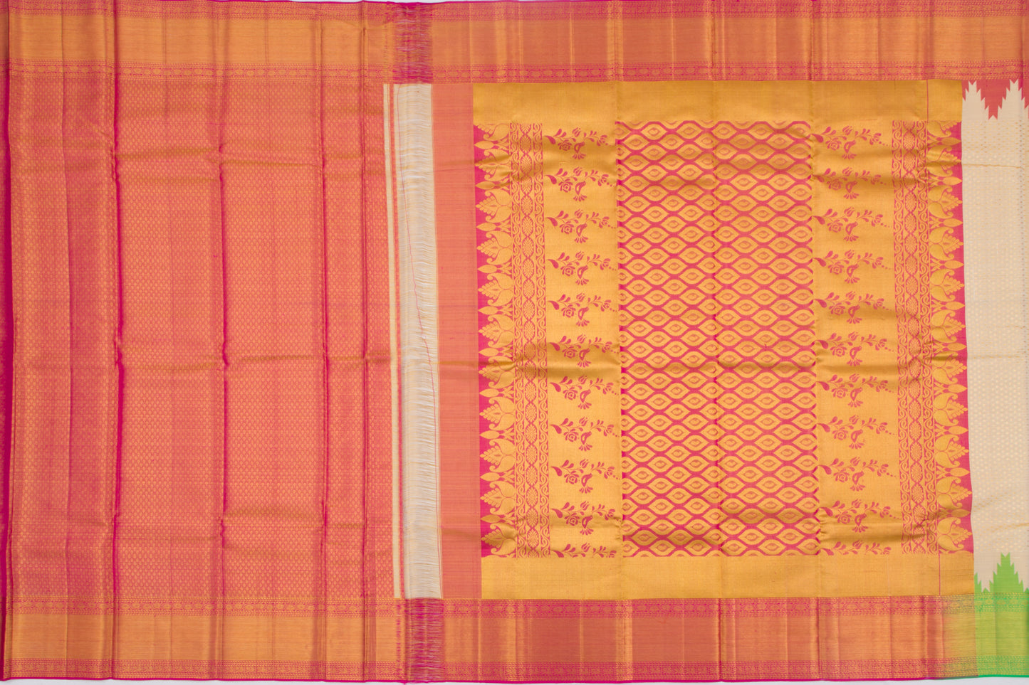 Kanchipuram Silk Tissue Brocade Cream Saree