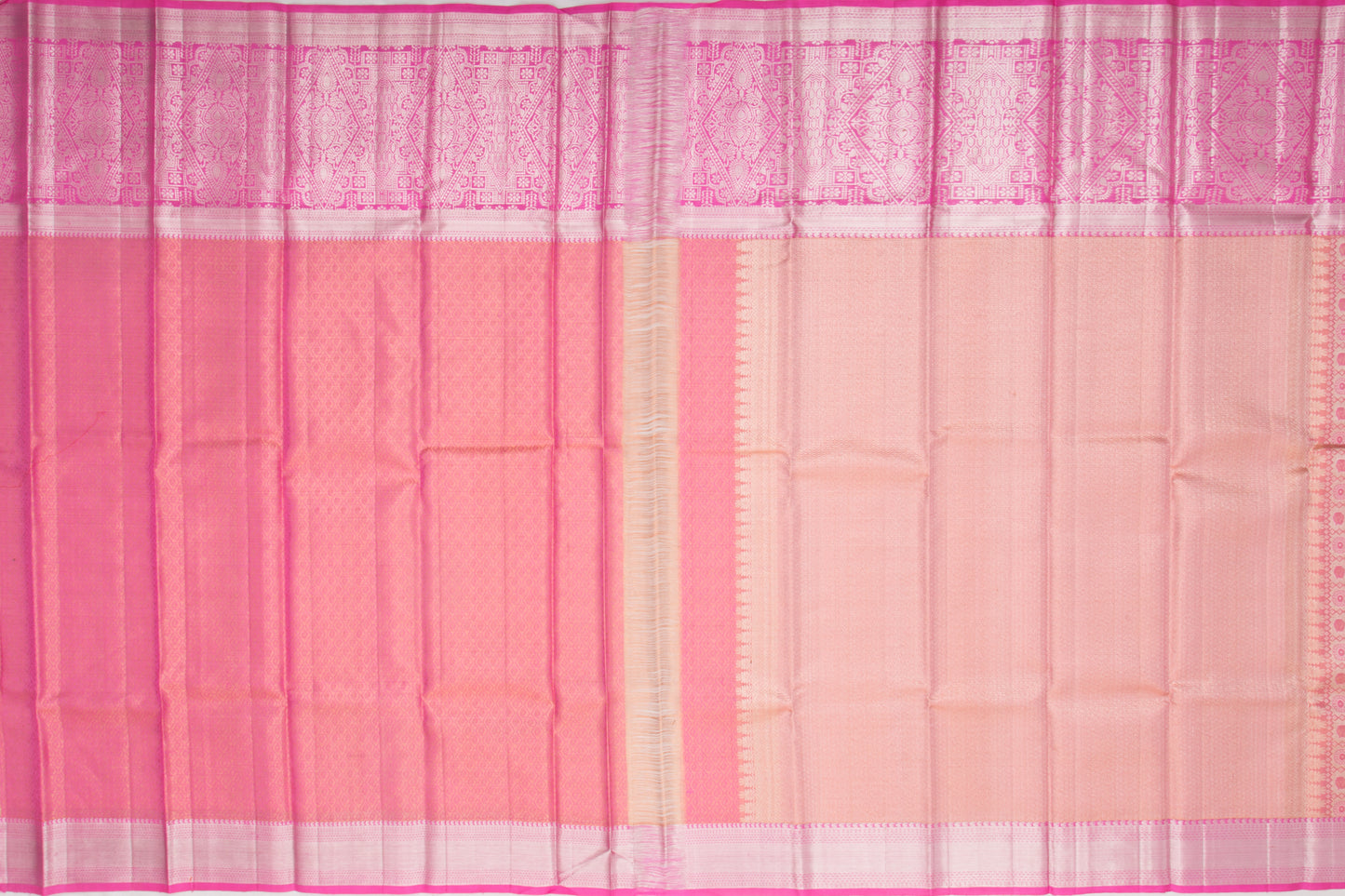 Kanchipuram Silk Tissue Brocade Peach Saree