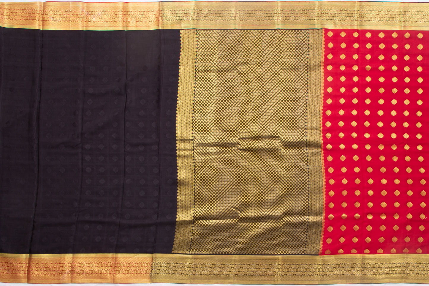 Binny Silk Jacquard Checks And Butta Red Saree